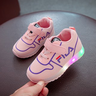 Fila niños niñas LED zapatos de moda niños zapatos blancos zapatos de los niños zapatillas de deporte zapatos para correr