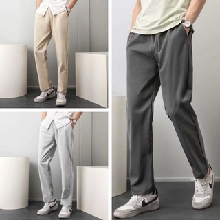 Pantalones de corte recto de los hombres estilo liso Casual pantalones de los hombres de moda pantalones largos pantalones de los hombres