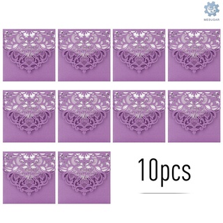 Q 10pcs perla papel Floral tarjetas de invitación titulares de invitación con hoja interior en blanco para boda fiesta de cumpleaños aniversario