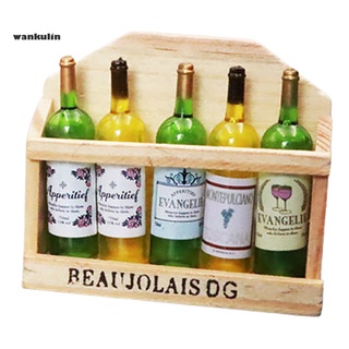 Wankulin detallada gabinete de vino modelo de escritorio decoración casa de muñecas botella de vino portátil para nevera (6)
