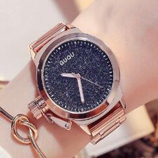 Guou oro rosa señoras reloj de moda mujeres relojes de acero inoxidable relojes de pulsera de las mujeres reloj