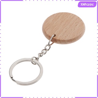 [xmfcpjnc] 5Pcs Blank Wooden Key Rings Personalized Keychain Key Tags DIY Craft Wallet