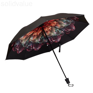 Paraguas plegables a prueba de viento mujeres niñas hombres UV Parasol de lluvia paraguas negro pegamento sombrilla a prueba de ultravioleta solidvalue