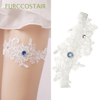 furccostair regalos de encaje pierna liguero estiramiento boda liguero blanco elegante mujeres niñas diamantes de imitación novia liguero