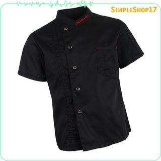 [SimpleShop17] Chaqueta de Chef transpirable de verano, ligera de manga corta de un solo pecho Chef camisa de cocina uniforme - 5 tamaños a