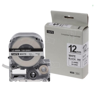 Cinta adhesiva negra On blanca compatible con Epson Label Tapes 12mm Para Lw-300 Lw-400