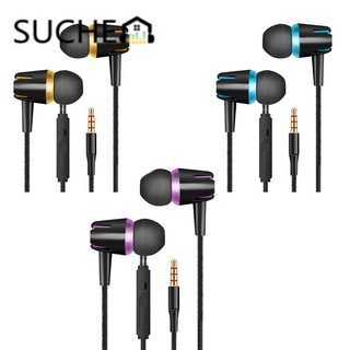 suchenn - auriculares intrauditivos universales para música, deportes, estéreo, teléfono móvil, portátil con micrófono, auriculares deportivos