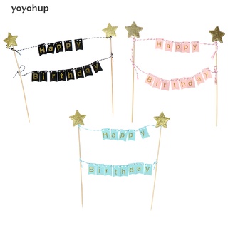 yoyohup feliz cumpleaños pastel topper cupcake toppers bandera bandera bebé ducha niño niña co