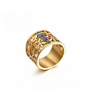 Nuevos anillos de Rvs para Mujer moda hueco Tak flor Color oro anillos Mujer Bague fiesta joyería