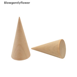 Blowgentlyflower 5Pcs/Set Ring Organizer Wooden Cone Creative Ring Holder Jewelry Display Holder BGF