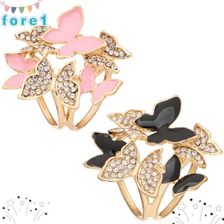 FORE 2PCS Fashion Butterfly Jewelry Rhinestone Brooch Gift Shawl Brooch Buckle Clip Scarf Ring Brooch Lovely Pin Cincin Tudung Cluster