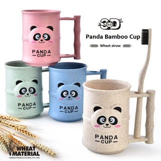 Lindo Panda boca taza pareja cepillo de dientes taza de café taza, ecológico Material de paja de trigo hogar taza taza