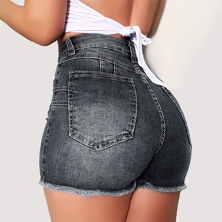 verano de las mujeres pantalones cortos de cintura alta ripped agujero bolsillos delgados pantalones cortos de mezclilla pantalones calientes para el trabajo (9)