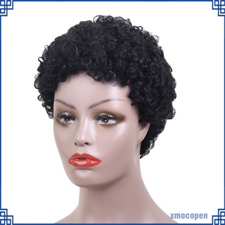 Cabello Humano Real Cortante Afro Peluca Cabeza Completa Curly Spiral Wig Pasquillas Negro