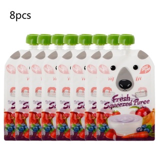 AA 8PCS High Quality Resealable Fresh Squeezed Pouches Practical Baby Weaning Food Puree Reusable Squeeze For Newborn