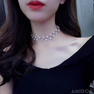 Charm elegante perla collar de cadena de clavícula moda mujer moda niña joyería CASSIE11