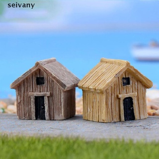 [seivany] mini casa de madera modelo de simulación de musgo terrario casa de muñecas decoración de resina