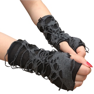 STAPF Accessories Fingerless Gloves Sport Broken Slit Punk Gloves Women Punk Style Black Gothic Unisex Cosplay Hole Mitten/Multicolor (4)