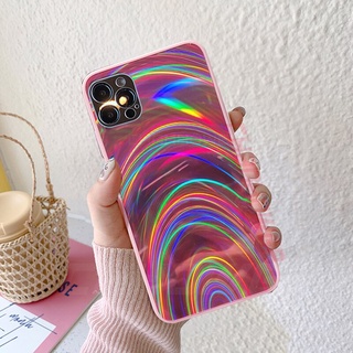 glitter arco iris caso del teléfono apple iphone 11 12 pro max mini 7 8 6 6s plus xr x xs max se 2020 luz aurora suave cubierta trasera