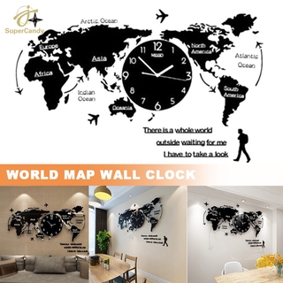Mapa del mundo reloj de pared nórdico moderno minimalista decoración acrílica para el hogar dormitorio oficina