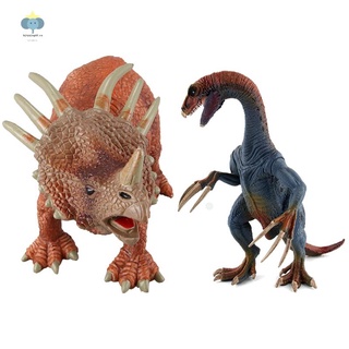 2pcs jurassic wild life styracosaurus dinosaurio juguete de plástico juguetes world park dinosaurio el - azul+marrón y marrón
