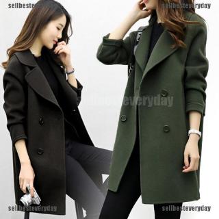 mujer invierno lana abrigo largo casual sólido slim chaquetas cálidas abrigo outwear