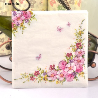morelx 20 pzs servilletas de papel de flores rosas desechables para cumpleaños/boda/decoración de mesa co