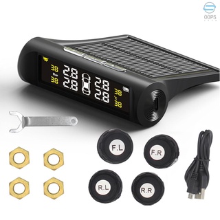 Oop Tpms Sistema De monitoreo De presión De neumáticos De coche De carga Solar Hd pantalla Lcd Digital Sistema De alarma inalámbrico con Sensor De 4 (1)