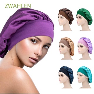 ZWAHLEN Fashion Shower Caps Wide Satin Bonnet Sleeping Hat Elastic Hair Care Nightcap Bath Comfortable Lady Hair Cap/Multicolor