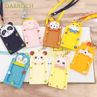 DARROCH 1PC Protector Cover Student with Rope Silicone ID Badge Card Holder Bus Card School Office Supplies Name Card Cute Animal Work Card