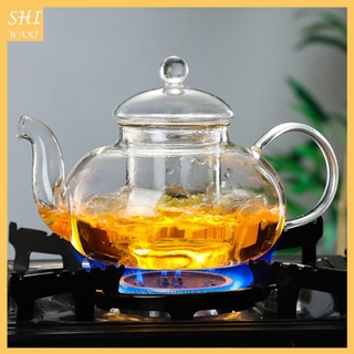 [SHIWAKI] Tetera de vidrio Kung Fu té floración hoja suelta tetera con infusor 400 ml (2)