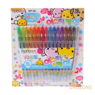 ghulons 1 juego de bolígrafos de gel de 16 colores con purpurina para colorear dibujo pintura marcadores papelería