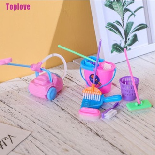 [Toplove] 9 piezas Mini fregona escoba juguetes herramientas de limpieza Kit de casa de muñecas juguetes limpios