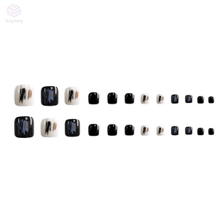 Belleza de uñas para uñas con blanco y negro único elegante de larga duración Simple desmontable traje para mujer Daliy Life flash (7)