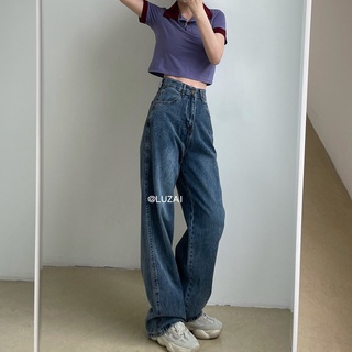 Vintage cintura alta Jeans azul papi pantalones niñas suelto ancho pierna Jeans pantalones clásicos pantalones rectos 2021 (2)