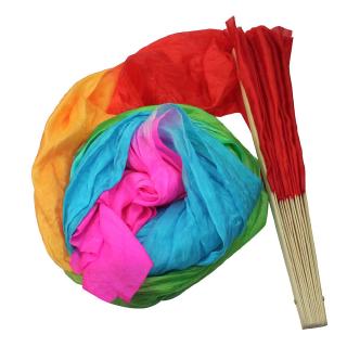 M 5 colores de danza del vientre ventilador de bambú largo de seda ventiladores de danza rendimiento suministros (3)
