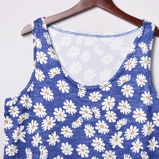 Mujer Casual moda suelta cuello en V pequeña margarita impresión camiseta Tops (5)