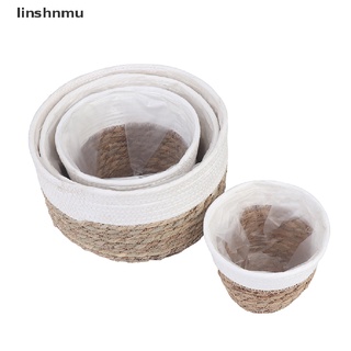[linshnmu] cesta de paja nórdica hecha a mano para picnic macramé, maceta tejida, contenedor de plantas [caliente] (6)