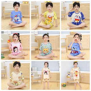2021 niños pijamas conjunto de niños bebé niña niños de dibujos animados casual ropa de traje de manga corta niños ropa de dormir pijamas conjuntos