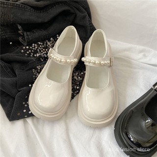 Spot estilo francés Retro estilo británico pequeño zapatos de cuero para mujerprimavera nueva perla hadas palabra con plataforma Mary Jane zapatos