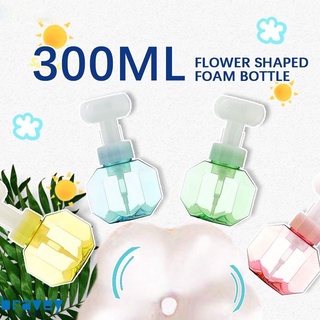 Dispensador De jabón Líquido De 300 ml con Forma De Flor Bomba De Plástico vacía Bomba De Plástico Transparente Bomba De Espuma Gel De baño valiente