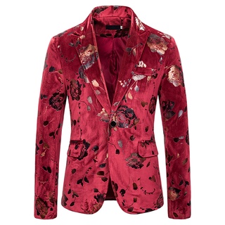 ❁Rl❥Abrigo Casual Blazer para hombre, botón solapa rosa bronceado Show vestido fiesta cena boda traje chaqueta (2)