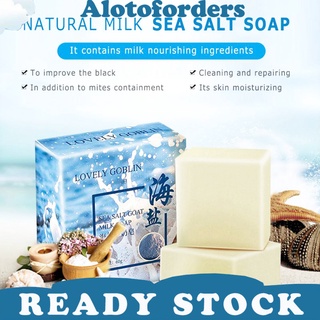 alotoforders11.co 60g Sea Salt Pimple Pore Acne Treatment Anti-Mite Facial Cleansing Soap Cleanser