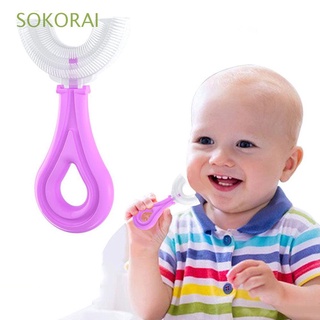 SOKORAI Toddlers U-shape Baby Toothbrush Healthy Oral Care Children Silicone Toothbrush Soft Bristle Training Tooth Brushes Manual Infant Baby Kids 1-13 Years Old Teeth Cleaner