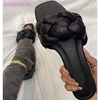 [slo]pantuflas de tejer para mujer/sandalias planas de dedo abierto cómodas para playa (1)