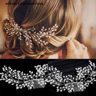 at2co Luxury Vintage Bride Hair Accessories Handmade Pearl Wedding Jewelry Comb Martijn