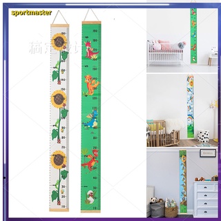 Regla de medición de altura para colgar en la pared de madera para niños con impresión de dibujos animados lienzo crecimiento gráfico accesorios decorativos para el hogar
