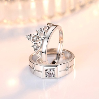 2 piezas nueva pareja anillo de compromiso joyería de moda boda regalo de cumpleaños corona anillo de apertura señoras hombres (1)
