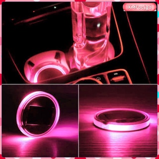A pair of solar LED cup holder coasters for car cup mats with