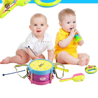 5 unids/Set niños bebé bebé rollo tambor cuerno música juguetes Mini agarre instrumentos musicales temprano juguetes educativos (2)